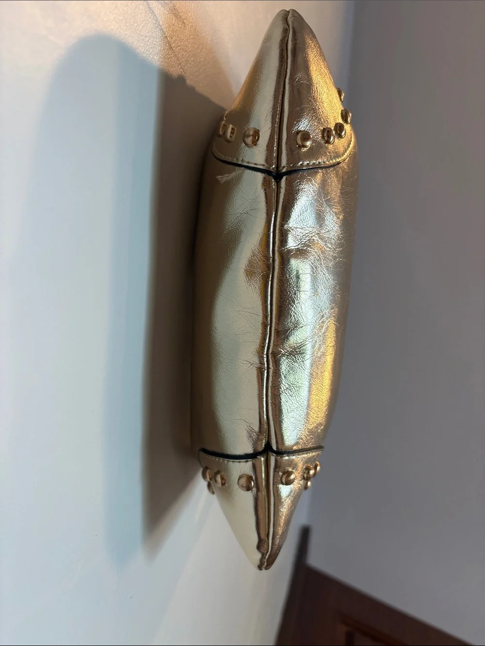 Stradivarius Metallic Gold Studded Shoulder Bag